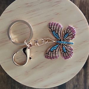 Bling multi color Butterfly Keychain
